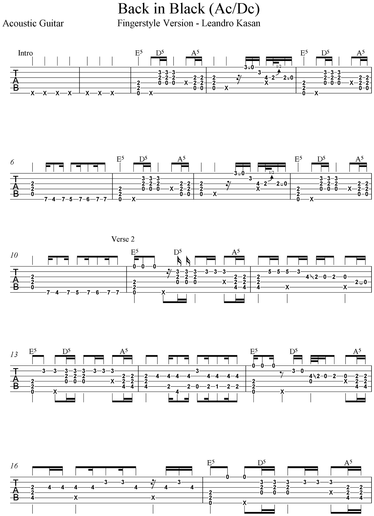 Back In Black by AC/DC - Easy Guitar Tab - Guitar Instructor